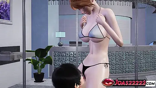 Rothaarige fio im Bikini für rule34, Hentai, doppelte Loch-Penetration, intensität mit zwei Vibratoren in Nahaufnahme und Fingern