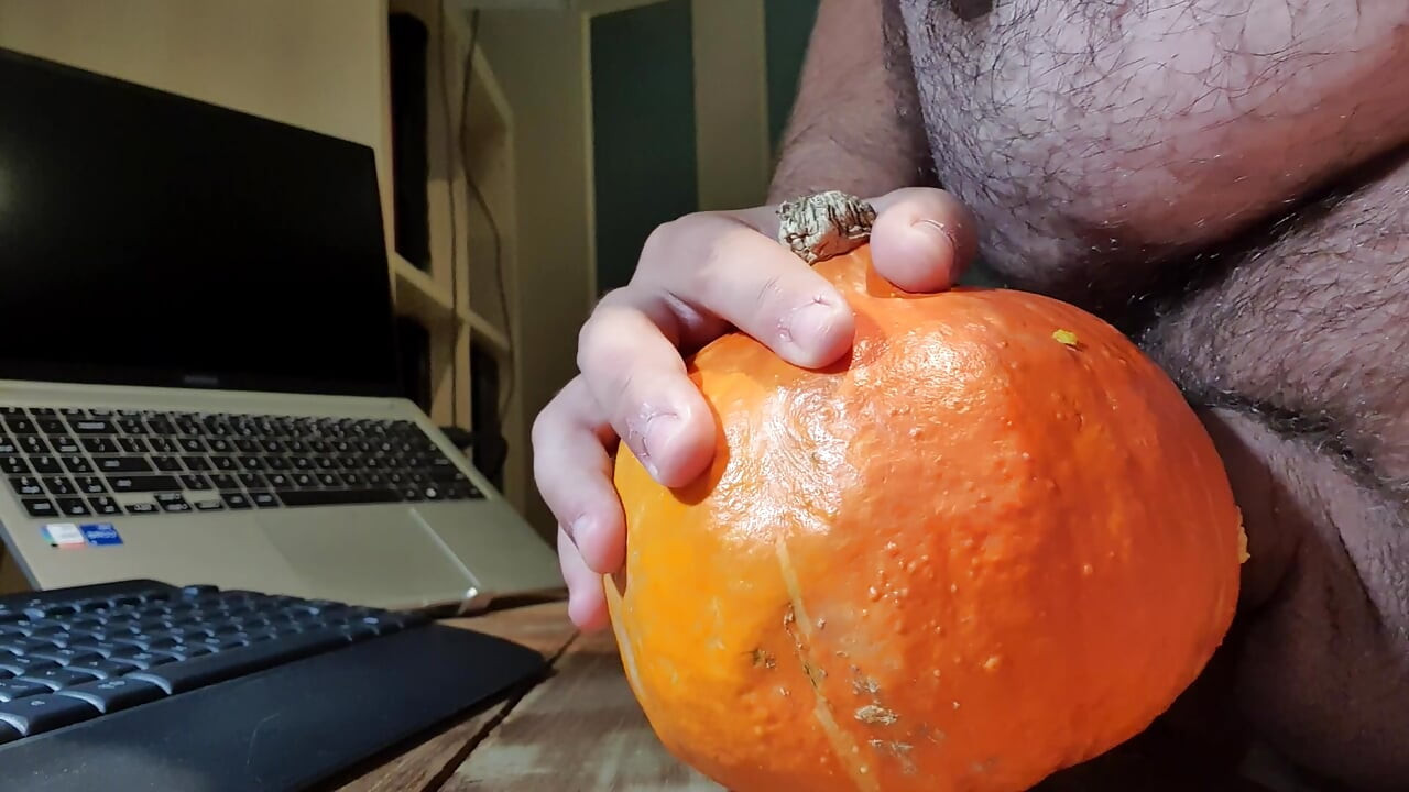 Fucking a pumpkin with my dick for dinner