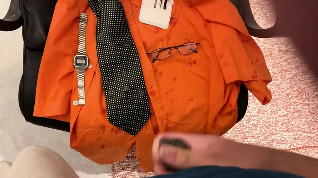Spraying cum on my clothes.