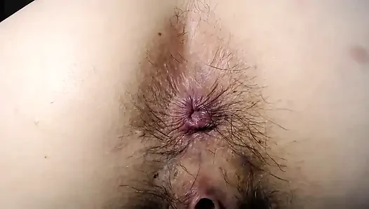 Dirty hairy closeup asshole farting