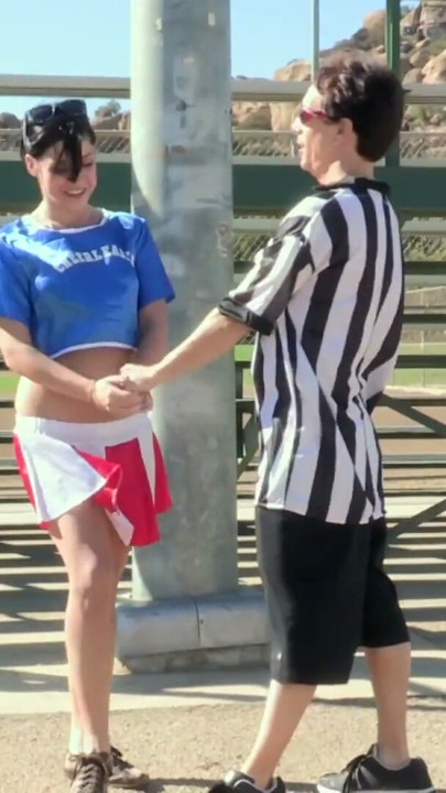 Hot cheerleader Savannah Camden seduces an older referee | Clip 1