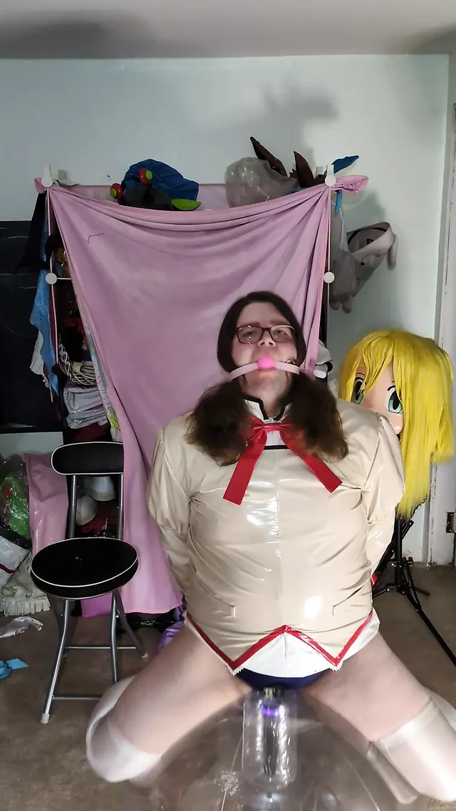 PVC Madoka Cosplay, Gagged and Humping Vibraitor Inflatable