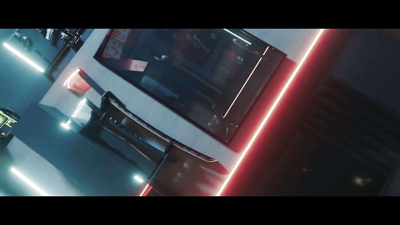 Anime kyberpeli kova vittu hänen huoneessaan