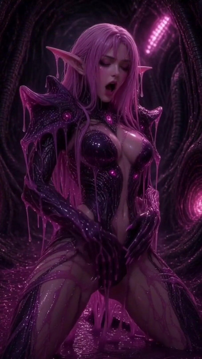 Pink anime 3d slime elf in armor | Clip 1