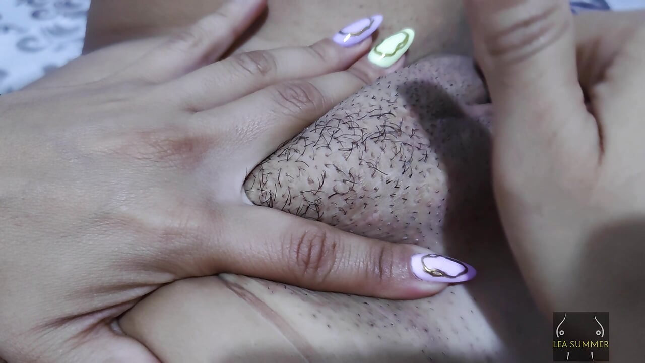 I touch my fat pussy, open it with my fingers and put them inside. (close up)