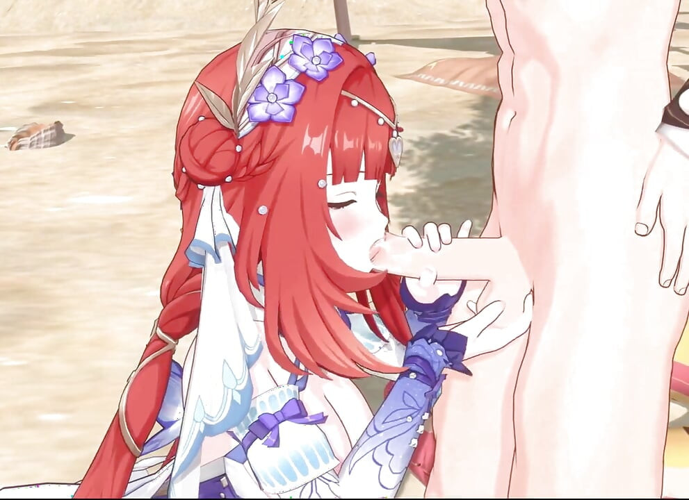 Genshin Impact - Ayaka, Barbara a Nilou's Secret Beach Sex s Aetherem - Svůdné sténání - 3D NSFW Animace