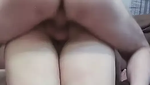 girlfriend with big tits fucks in different poses and gets cum on pussy
