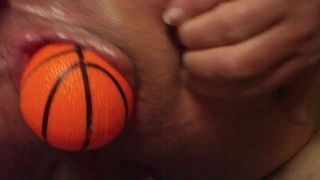 Close-up anal gape with a ball #2