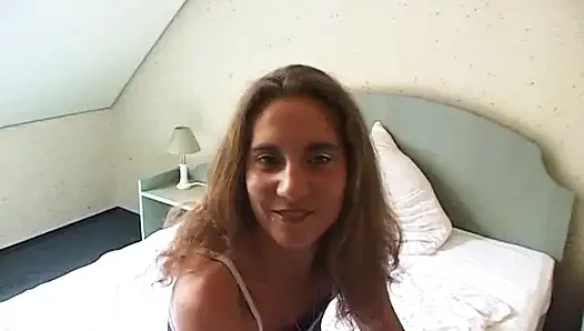 Small titted brunette teen loves rubbing her wet pussy