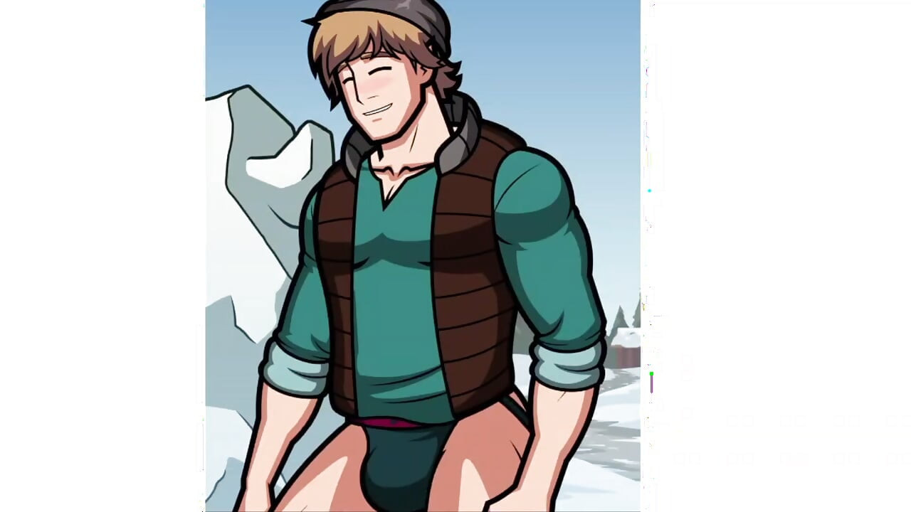 The ice sculptor, help him undress his big dick.