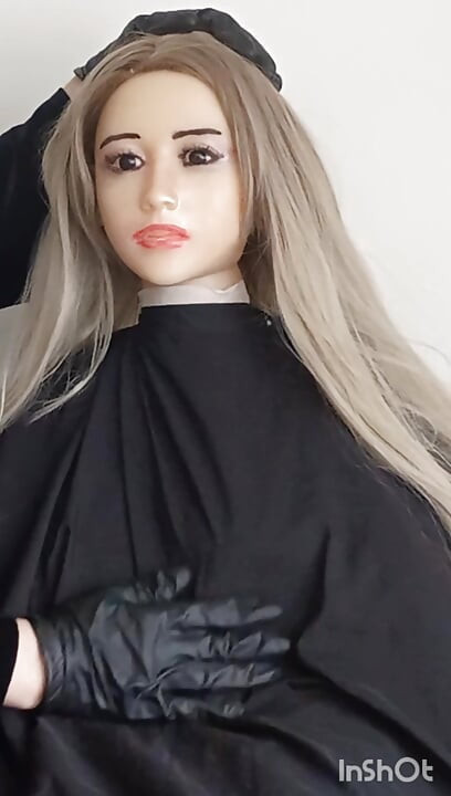Asian tpe sex doll all purpose hairdressing cape modeling session nude