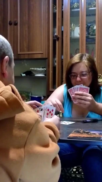 Thrilling moment from "Lost at cards, but finished all over her face!"