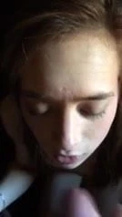 He tries to put out his girls cigarette with his cum