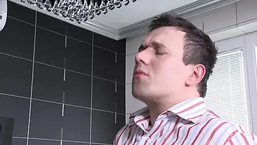 Blonde Secretary Sucks and Rides Huge Cock Hard