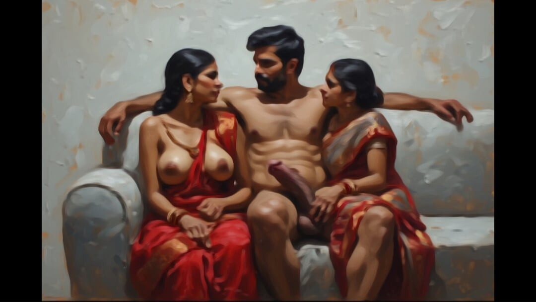 Indian lucky uncle fucking two college girls best threesome sex