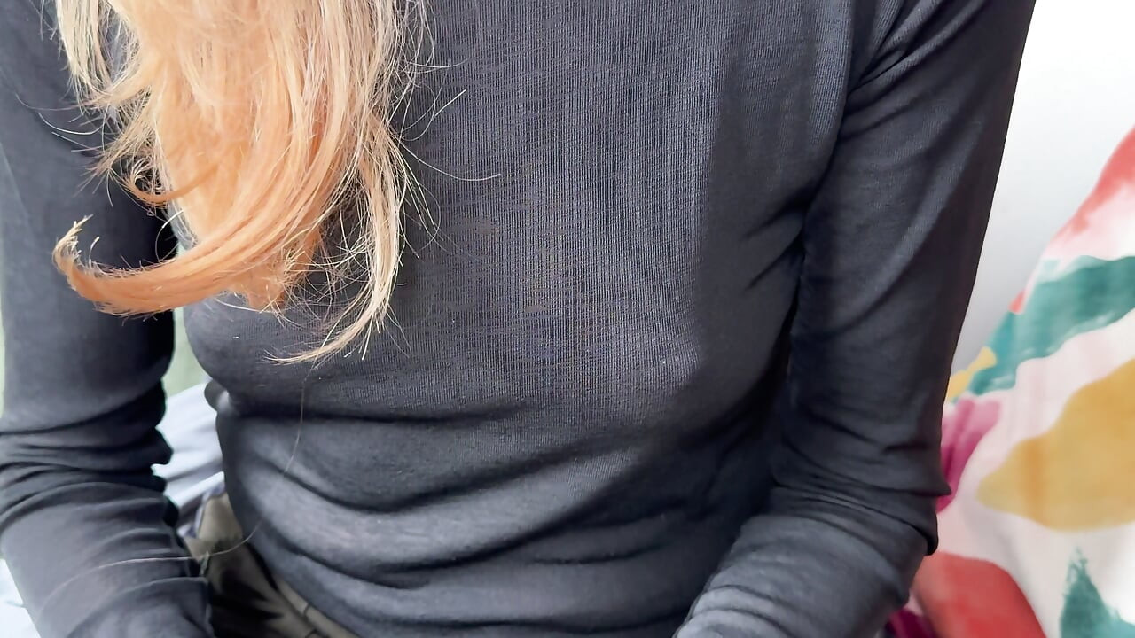Feeling horny while my nipple piercings are glittering through my semi sheer blouse in a public caffe