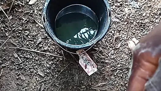 A boy masturbating inside his bathroom with soap