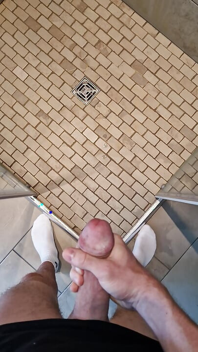 Cumshot in shower