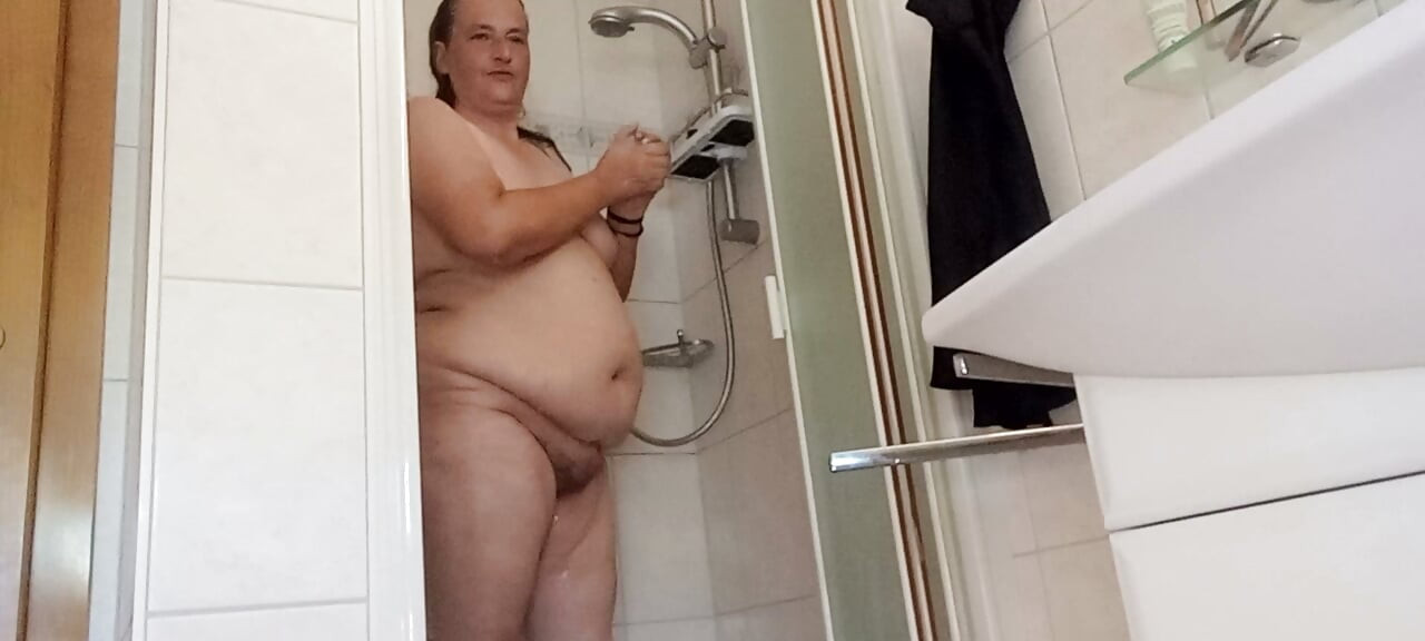 My pot-bellied pig in the shower