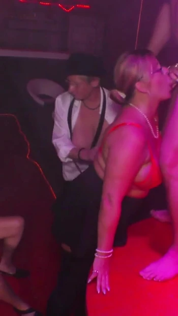 Key moment from "GERMAN BBW GRANNY SEDUCE YOUNGER STRIPPER TO FUCK HER"