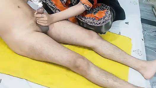 Indian Husband Beautiful Wife Big Dick Massage and Fingering Cream Cumshot in Wife Hand