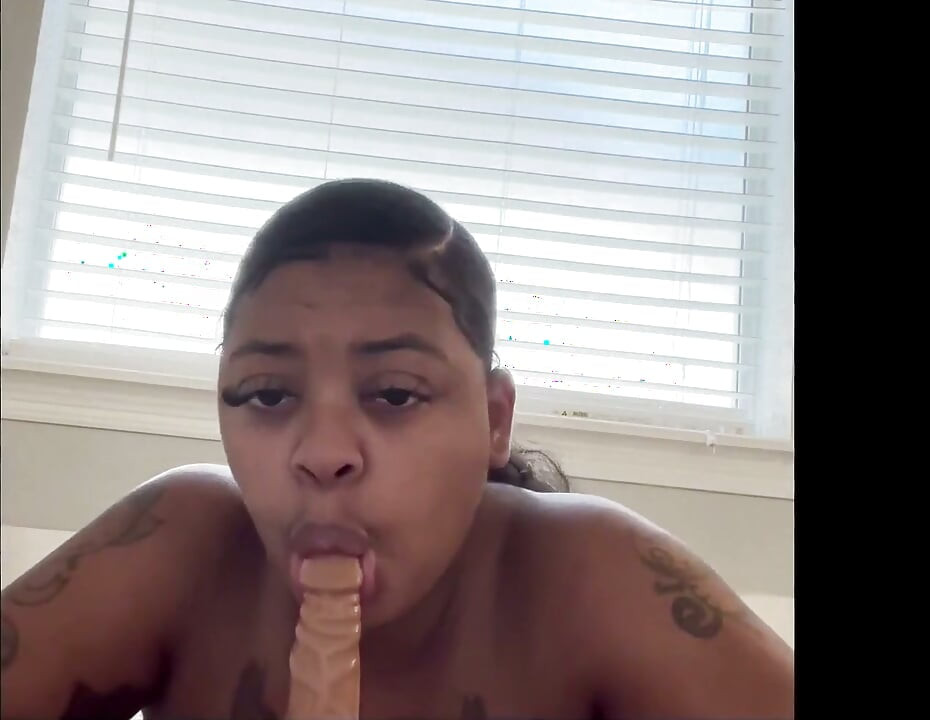 Sucking on My Dildo Till My Eyes Get Watery Deep Throat;) and Sucking on It Sloppy Blowjob