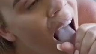 Girl gets cum in her mouth