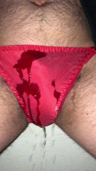 Red Silk Panty Pissing