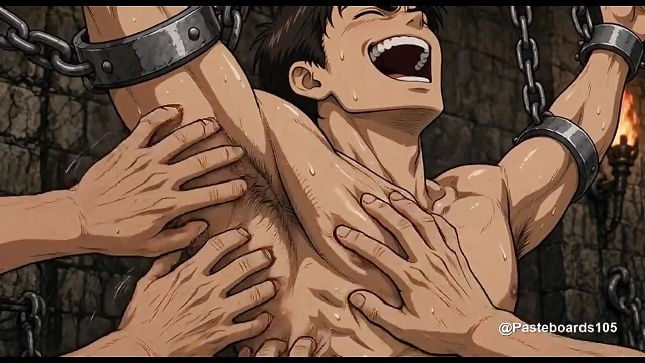 Dungeon Interrogation - Chained Muscle Jocks Tickled Into Talking (2D Anime Bara)