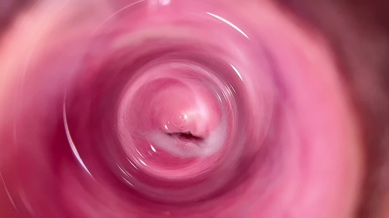 Camera deep inside Mia's  creamy pussy