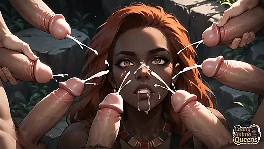 Red-hot, Ebony XXX Porn Featuring the Dark-hued Queen's Waterfall Oral Seduction.