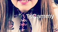 Trans girl Tscammy flirts teases and shows you what she thinks of your tiny penis