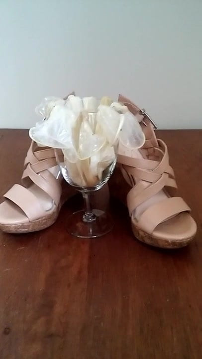 Carol's Heels with cup of condoms