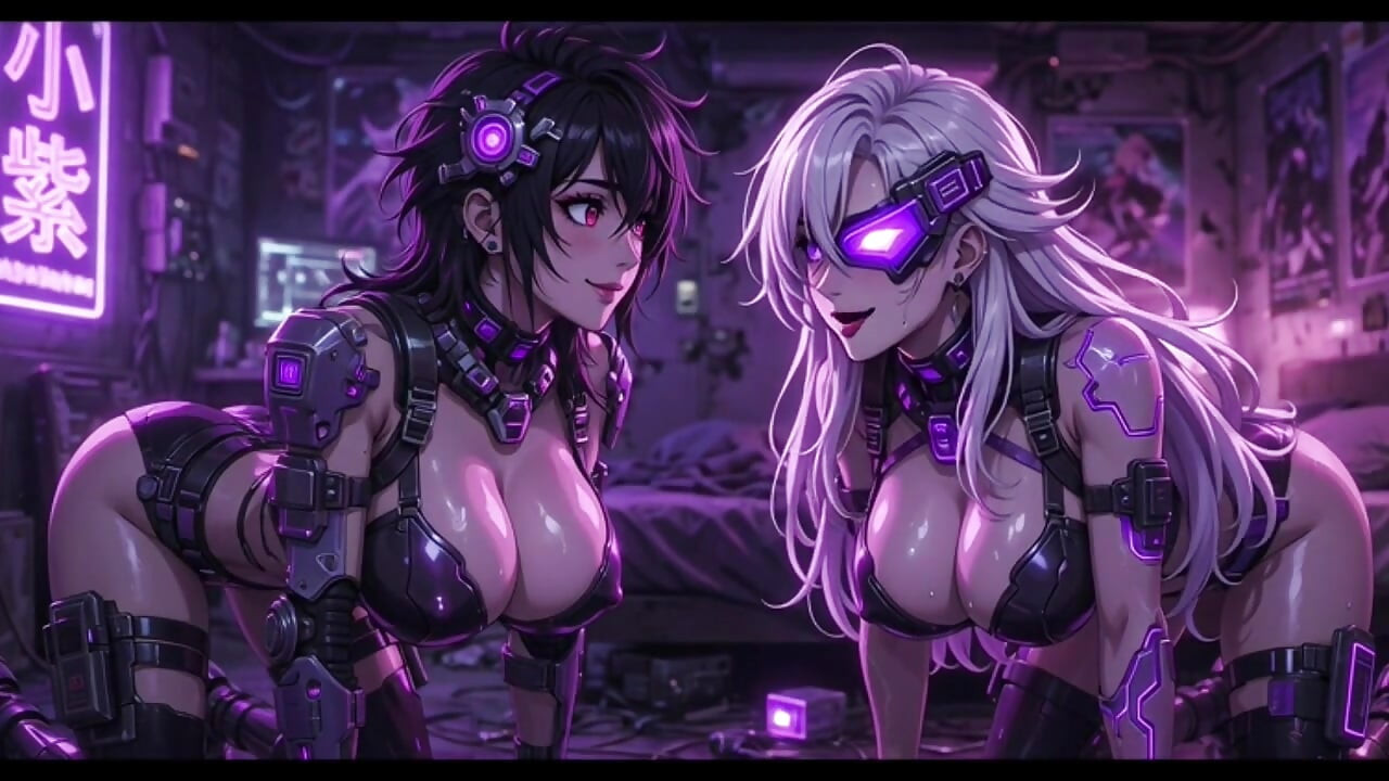 Cyberpunk Fun Girls in Their Room, Ai Animation