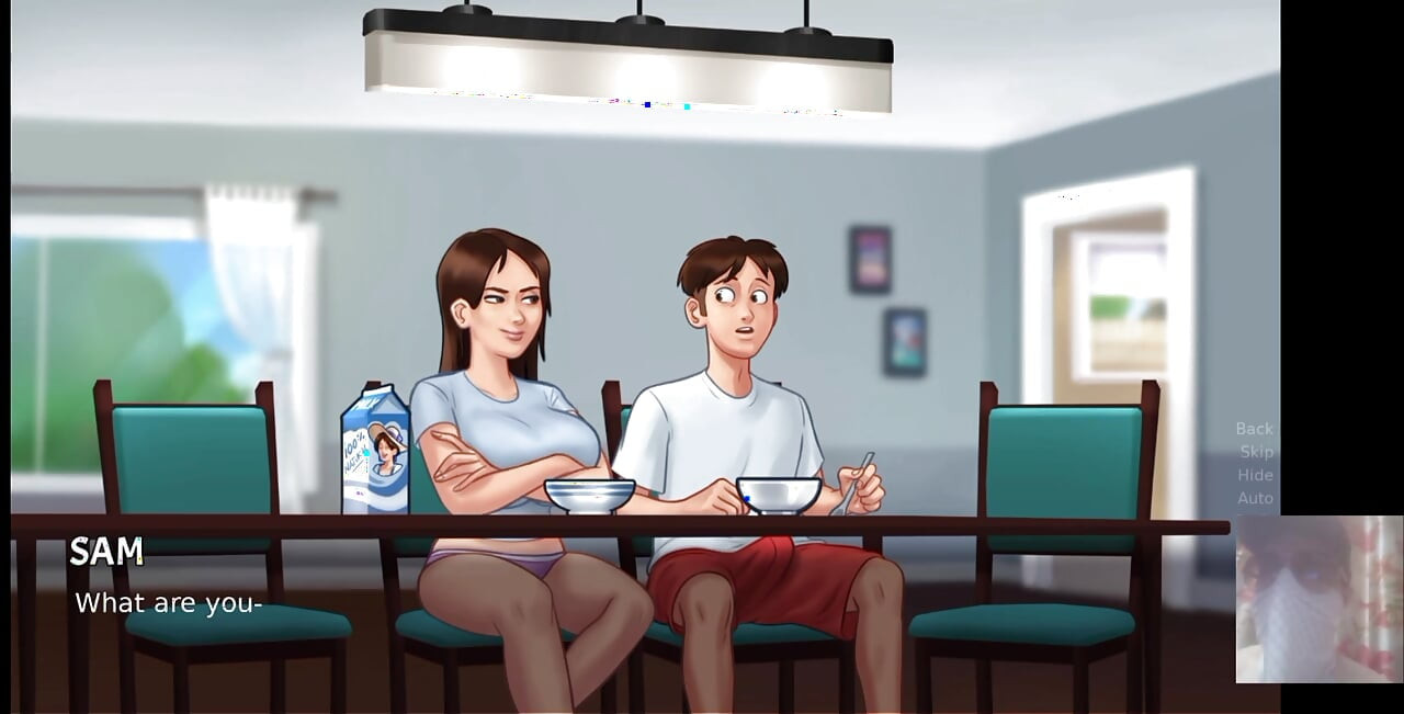 Adik tiri minta!! Kami berkongkek di atas meja makan.