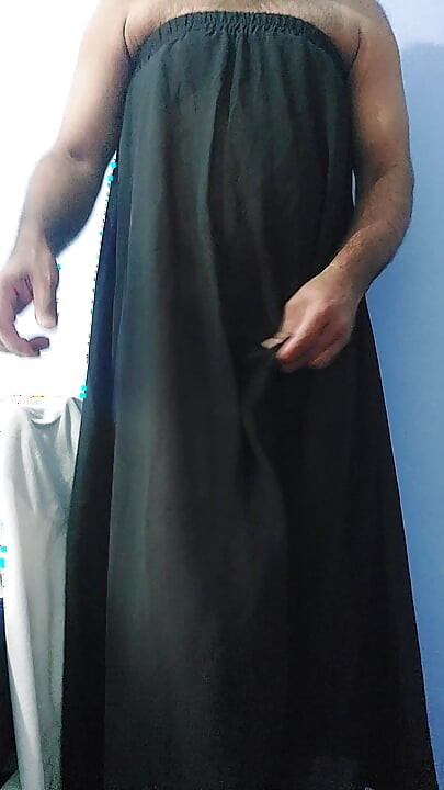 I'm masterbating and cum wearing a Silk Seethrough black skirt