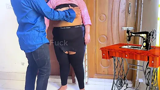 Terzi ve iri güzel kadın ateşli müşteri dükkanda sikişiyor