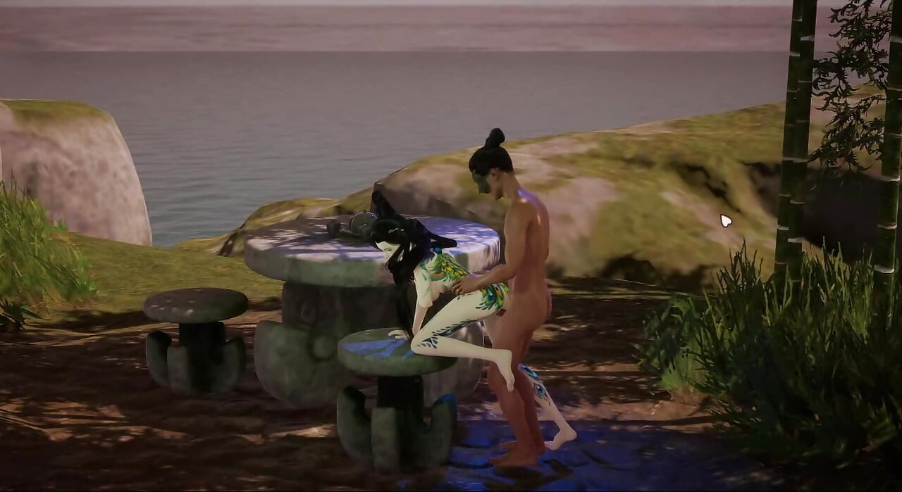 3D with Literary Talent Leaving Semen Next to the Stone Table