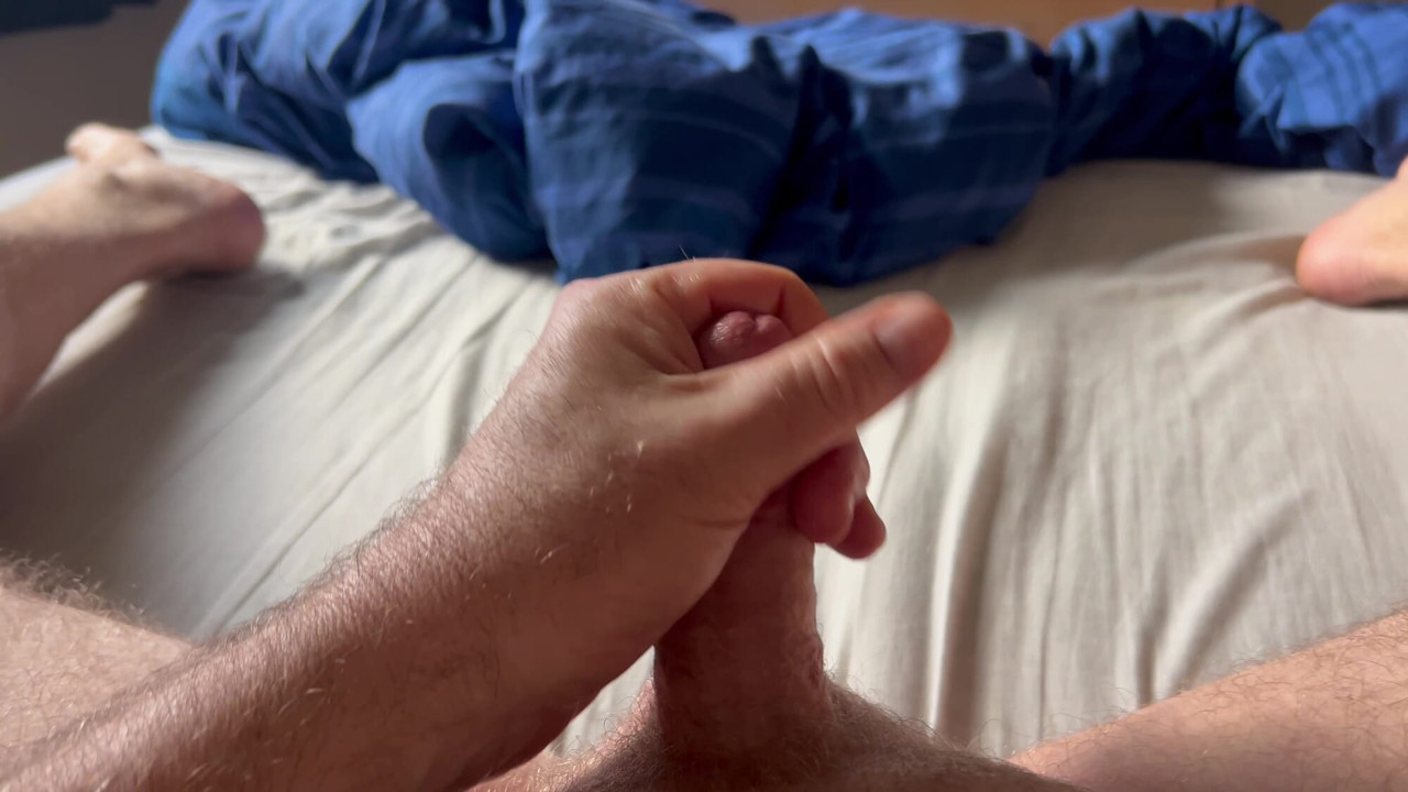 Heavy cum shot from cut cock