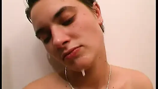 Pussy licking pussy fingering food fetish threesome in the kitchen