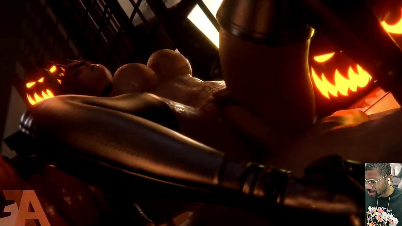 Halloween Succubus dostane její plešatou kundičku creampie, Gemma dostane obličej pokrytý spermatem