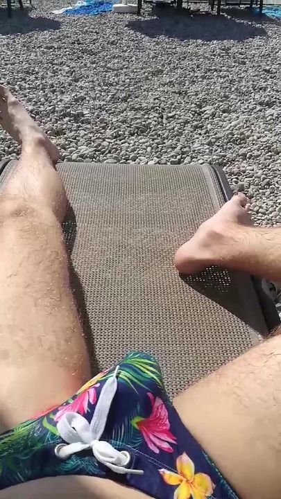 I got a boner on the beach and spread my legs in front of the people