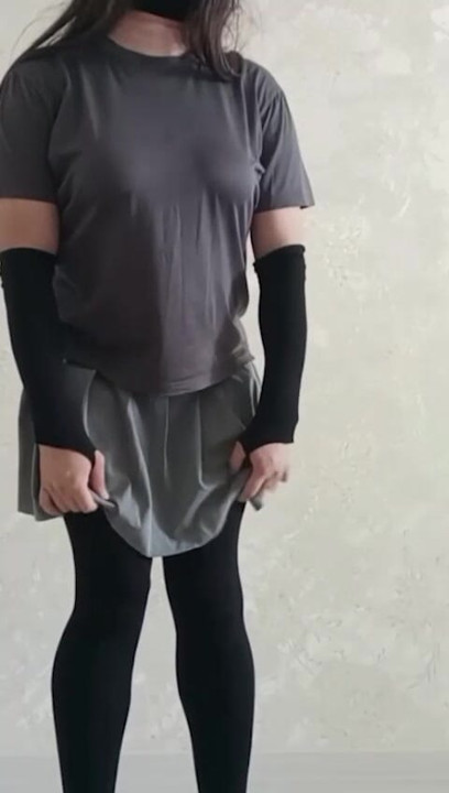 femboy with skirt shows her cock