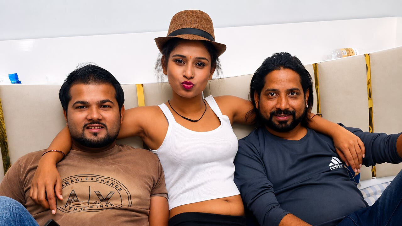 Two friends had sex with their girlfriend together, involving intense and rough sex."Threesome Vieeo