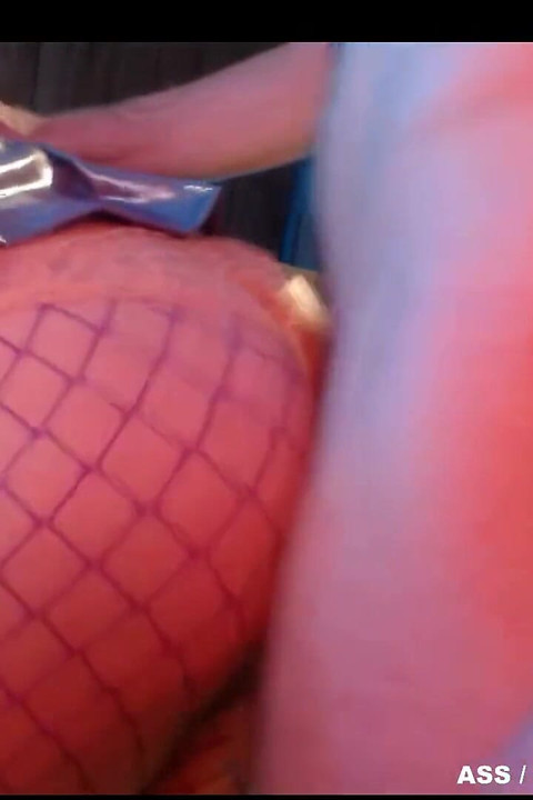Gamer Girl in Fishnets Gets on Her Knees