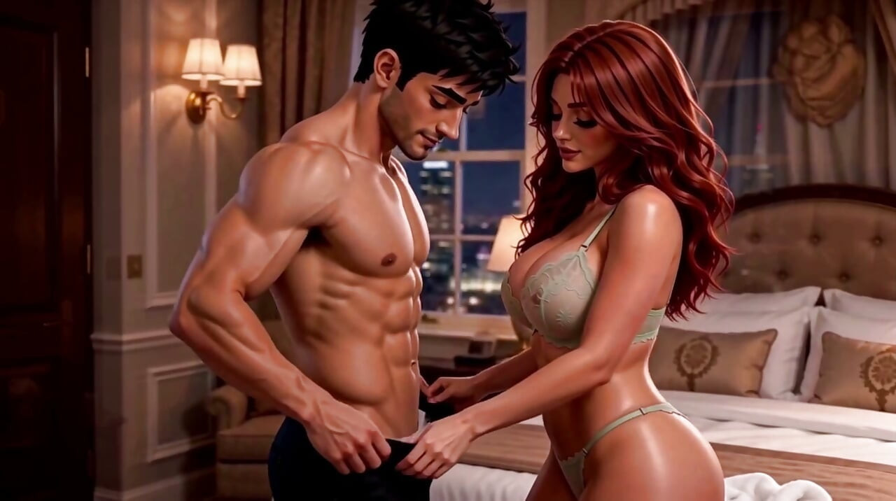 Hóspede sexy com serviço de quarto de hotel, ela não o deixou sair (IA gerada)