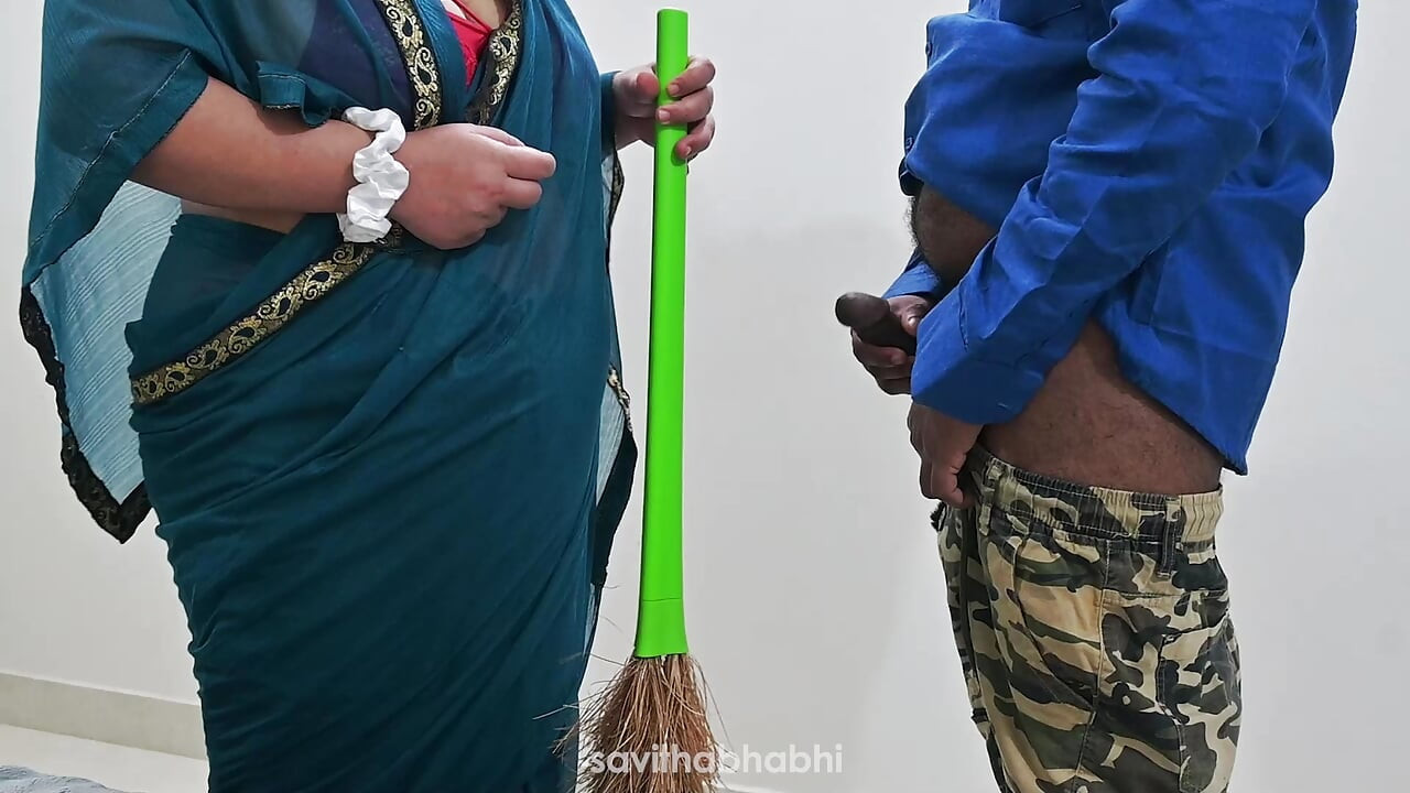 Jerking infront of maid and getting special handjob
