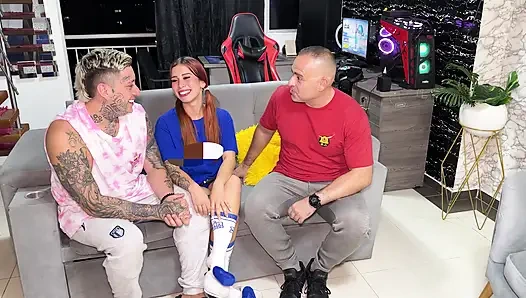 My stepfather comes to visit my house and I don't hesitate to fuck my wife