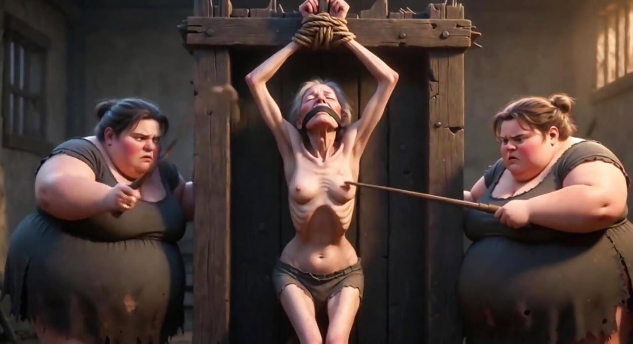 Granny Slave Breast Whipping Session by Two Obese BBW Dominatrixes