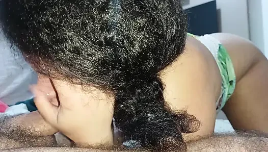 DEEP THROAT, PUNCHING THE STALK OF THE CUCKOLD'S COCK, SHAKING HIS ASS
